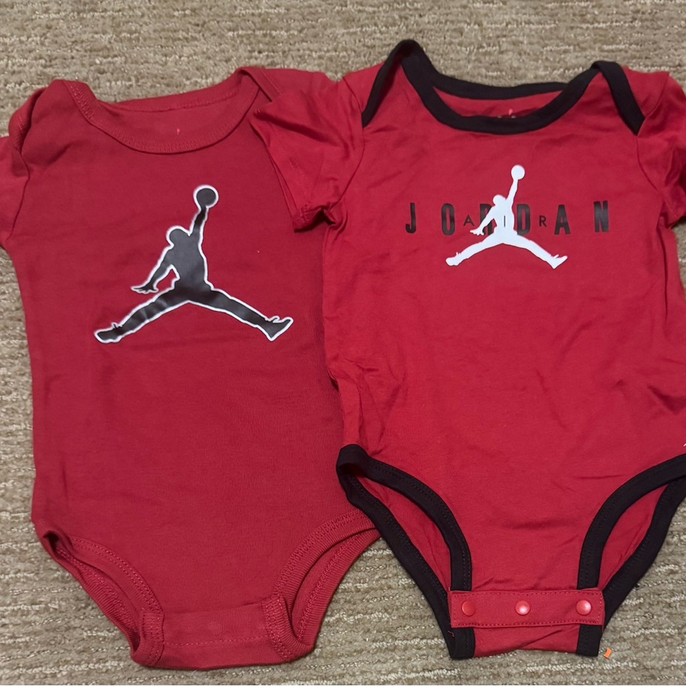 Jordan Red and Black Baby Bodysuit Set